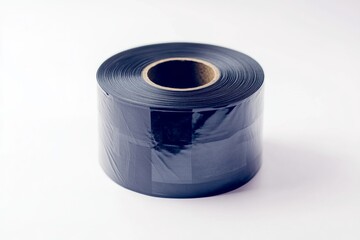 Roll of black packaging tape sits on a clean surface. Its glossy finish highlights the utility in various projects. Ideal for home and office use. Generative AI