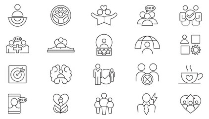 Human Rights line icon set. containing equality, inclusion, belonging, culture, tolerance, languages, unity, difference, ethnicity, gender, human rights, group line icon set. UI thin line icon pack.