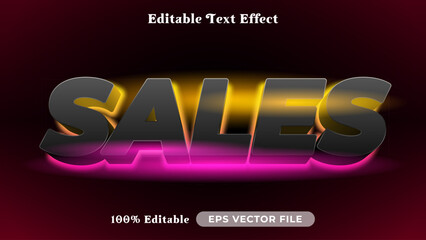Sales editable text style effect, Glow 3D text style theme.