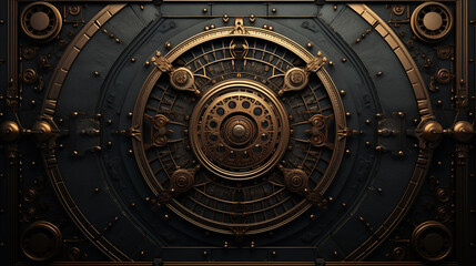 Obraz premium Gold and silver design with a clock on it