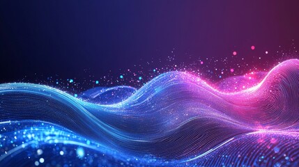 Obraz premium abstract, background wave, background, fluid, liquid of light, background, elegant in blue and pink hues, creating a dynamic visual effect.