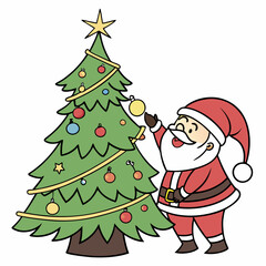 Santa Claus and Christmas tree vector design for Christmas Day on the background 