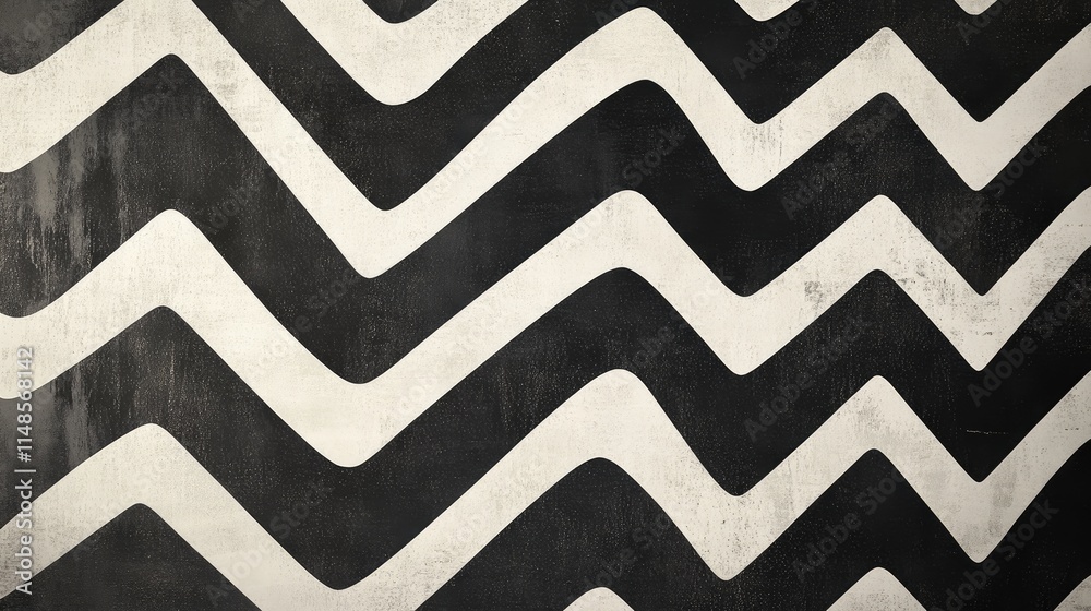 Poster minimalist line background with zigzag patterns in monochrome, creating a dynamic and modern aesthet