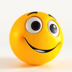 Fototapeta premium A cheerful yellow emoji embodies happiness with large eyes and a playful smile. It captures the essence of joy and excitement in a vibrant manner