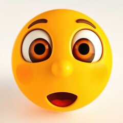 Fototapeta premium Bright yellow emoji with wide eyes and an open mouth showcases surprise and joy. This playful expression brings a sense of happiness and excitement to any context