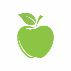 Minimal Green Apple Vector Design.