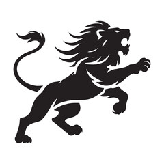 Intense attacking lion silhouette for innovative media purposes - Attacking lion illustration - minimallest attacking lion vector
