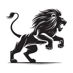 Captivating attacking lion silhouette for print and digital art - Attacking lion illustration - minimallest attacking lion vector
