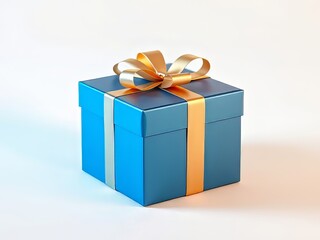 Fototapeta premium Modern Festive Gift 3D Render - Blue Gold Present