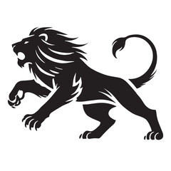 Fototapeta premium Creative attacking lion silhouette for versatile artistic projects - Attacking lion illustration - minimallest attacking lion vector 