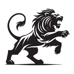 Striking attacking lion silhouette for artistic design applications - Attacking lion illustration - minimallest attacking lion vector
