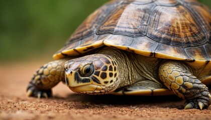 Close-up of a Tortoise on Sandy Ground