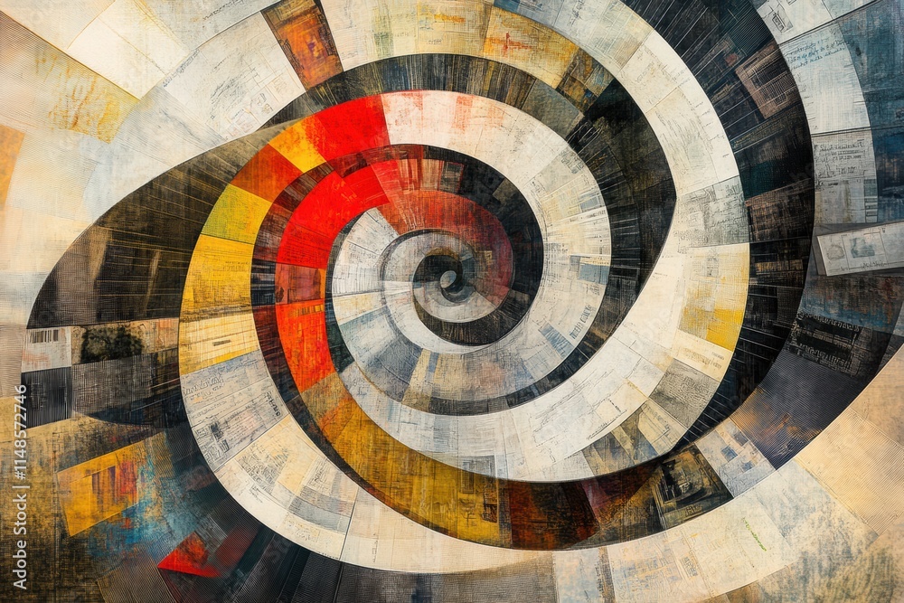 Fototapete abstract spiral design featuring vibrant colors and layered textures in a dynamic composition. gener