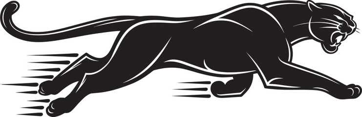 A silhouette vector of a panther capturing the powerful movement, Tiger vector silhouette, illustration of a silhouette of a tiger