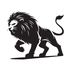 Dynamic attacking lion silhouette for innovative media use - Attacking lion illustration - minimallest attacking lion vector
