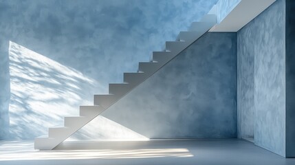 Obraz premium Minimalist metal ladder illuminated by soft indoor lighting in a serene space