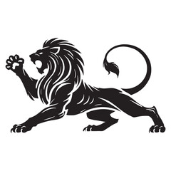 Fierce attacking lion silhouette for creative uses - Attacking lion illustration - minimallest attacking lion vector
