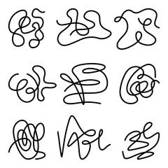 Freeform abstract line art designs. A curated collection of nine freeform abstract line art designs featuring bold loops and creative strokes, perfect for modern artistic projects