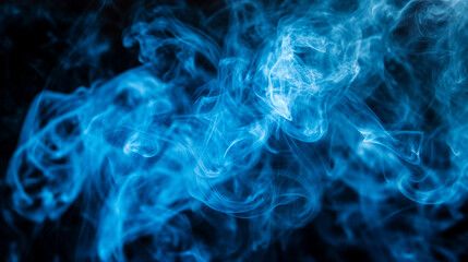 Ethereal blue smoke swirling against a dark background in mesmerizing patterns.