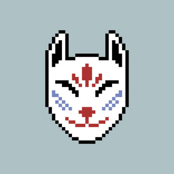 japan fox mask pixel art