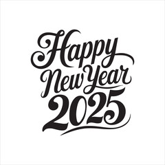 Happy new year typography lettering vector illustration
