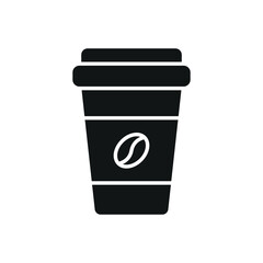 Coffee paper cup drink icon, a sleek and modern vector illustration featuring a takeaway cup with a secure lid and minimalistic details