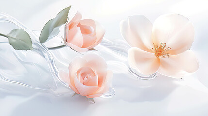 Crystal Pink Valentine conveys delicate sentiments of intimacy affection and softness. Elegant Pink Roses with Glowing Crystal and Romantic Vibes