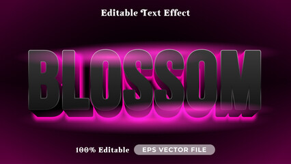 Blossom editable text style effect, Glow 3D text style theme.