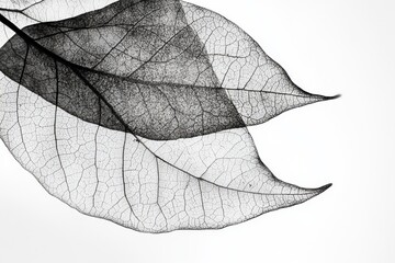 Obraz premium Delicate Skeletonized Leaves On White Background