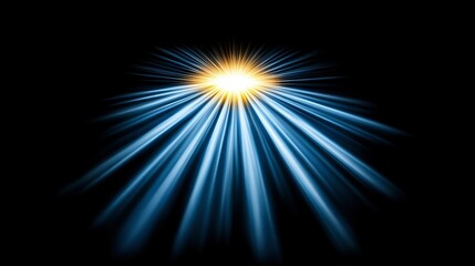 Fototapeta premium Celestial Light Rays Bright Starburst on Black Background