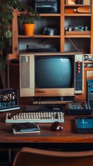 Old personal computer isolated on white background