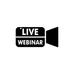 Camera and Live icon logo. Live Webinar button icon vector