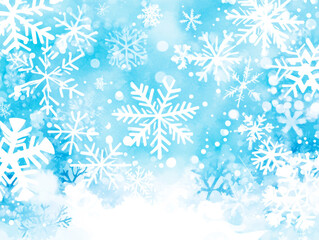 Blue winter background with white snowflakes