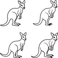 Bundle kangaroo line art and illustrator 