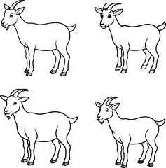 Bundle goat line art and illustrator