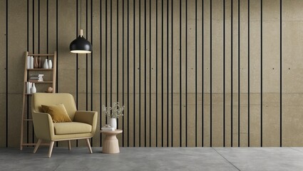 Line pattern on khaki concrete wall design