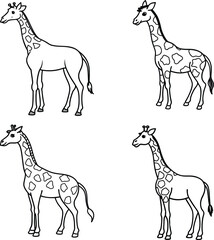 Giraff bundle line art and illustrator eps