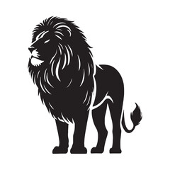 Powerful lion silhouette for versatile media uses - Lion black vector
