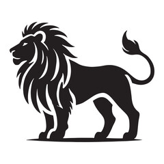 Minimalistic lion silhouette for innovative media purposes - Lion black vector
