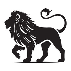 Simplified lion silhouette for digital and print projects - Lion illustration - minimallest lion vector
