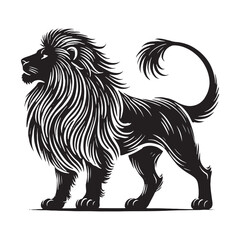 Simplistic lion silhouette for innovative media use - Lion illustration - minimallest lion vector
