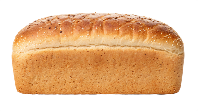 A freshly baked loaf of crusty, golden brown bread, isolated on a white background, ready to be enjoyed as a healthy and del