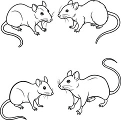 Rat bundle line art and illustrator eps