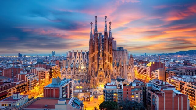 Breathtaking Ultra HD 7K Rooftop Views of Barcelona Showcasing the City Architectural Marvels and Scenic Landmarks Ideal for Promotional and Travel Projects