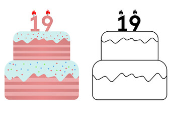 Set of icons cake with number 19
Vector cake on white background not birthday