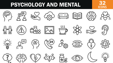 "Psychology and Mental Health Icon Representing Well-Being, Emotional Support, and Cognitive Understanding"