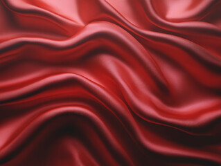 Obraz premium Close-Up of Red Silky Fabric with Intricate Folds.