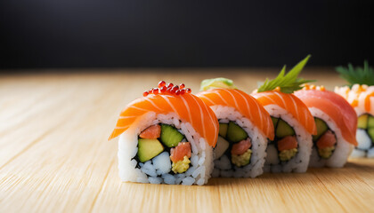 Sushi blury background with copyspace