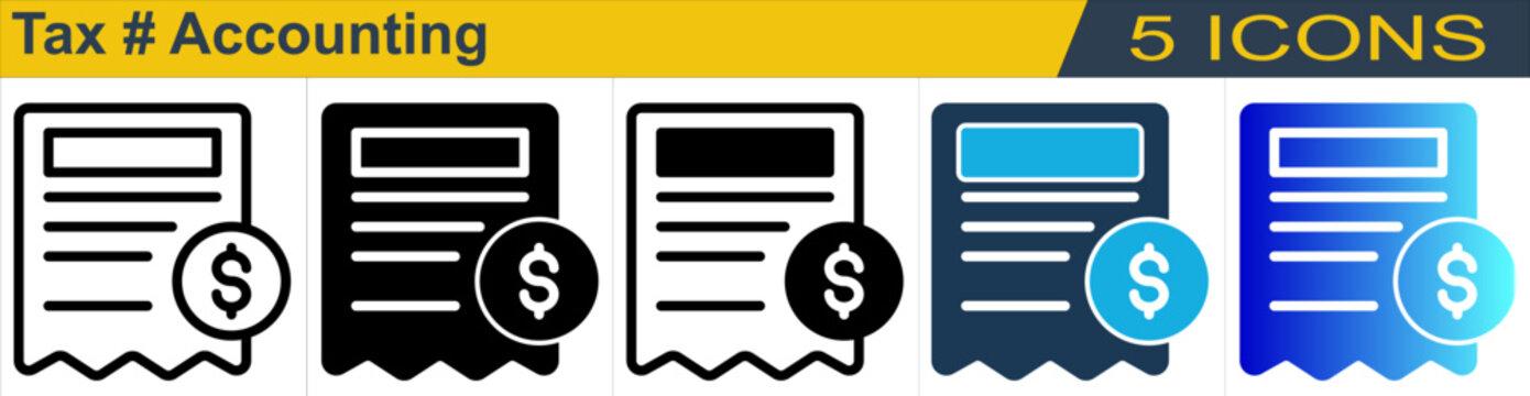Tax icon with 5 styles (outline, solid, mixed, duotone and solid gradient)