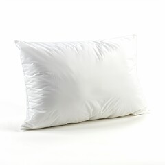 A plain white pillow designed for comfort and support during sleep. isolated on white background